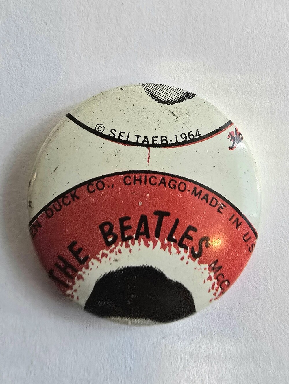 Vintage Beatles pin oddity! Paul McCartney error Beatlemania brooch